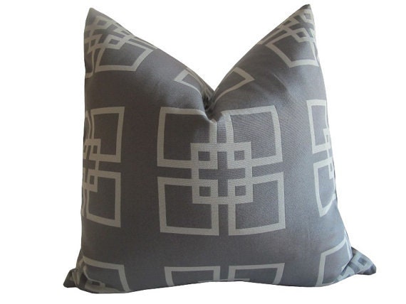 Two pairs of Decorative Designer Grommet top Drapery Panels-50" wide x 96" long -Overlapping Squares In Two Tone Grey