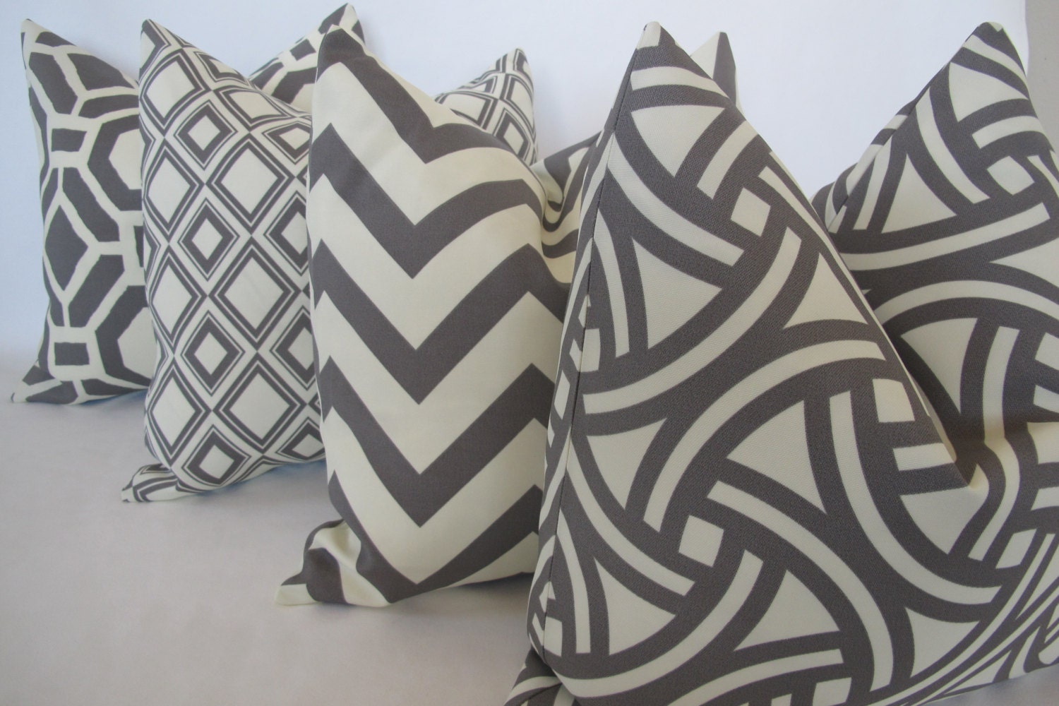 Free US Shipping-Set of 4 Outdoor Decorative Designer Pillow Covers-18x18 inch-The Hampton Collection-Charcoal