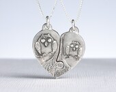 Puzzle Piece Heart Necklace Owl Jewelry Sterling Silver