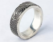 Custom Fingerprint Ring Wedding Band Personalized Sterling Silver Jewelry