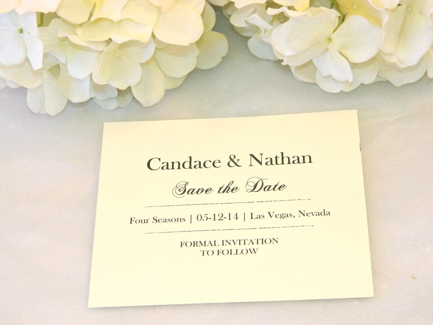 Classic Ivory Linen Save the Date Cards -  Set of 50
