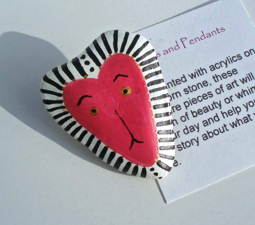 Mr. Lonelyhearts Lion Valentine Handpainted Stone Pin