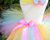 Toddler Girls Rainbow tutu only, birthday dress up skirt and photo prop, choose from sizes 2t,3t, or 4t -PASTEL RAINBOW