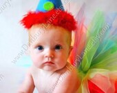 Birthday hat ONLY for girls, one size fits all, party hat and clown costume hat, rainbow colors for Halloween and portraits -CLOWN HAT