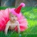 Birthday Tutu outfit for Baby girl, Red and Hot Pink with party hat sizes 0,3,6,9,12,18 24 months -RED LICORICE SWIRL
