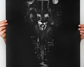 Night Watch - Original Art Screen printed poster ( Cart art print , Surreal print )