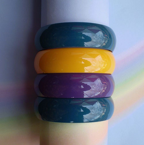 Vintage 70s 80s Lucite Bangle Bracelets Set 4 NOS
