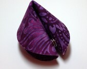 Purple Fabric Fortune Cookie.  Gift or favor.  Personalized.  Purple floral batik.