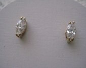 Crystal Sparkle Marquise Gold Post Earrings, Cubic Zirconia, Simple Everyday Jewelry
