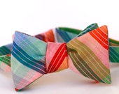 rainbow plaid freestyle bow tie