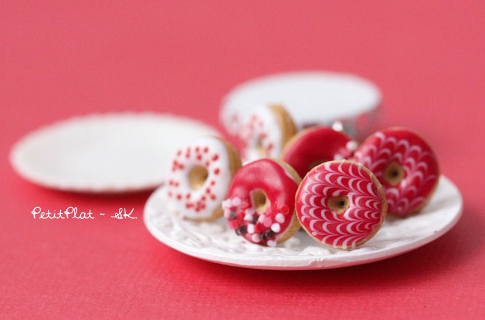 Red Donut Earrings - Food Jewelry - Donut Collection