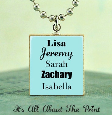 Personalized Scrabble Jewelry - Custom Names - Scrabble Pendant Charm- Free Silver Ball Chain Necklace