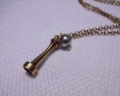 Seattle Space Needle Under a Foggy Moon Drop Necklace