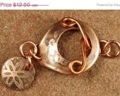 On Sale Etched Copper Metal Toggle, Amber Beige Flowers 627 by CC Design