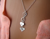 Personalized Infinity Necklace, Heart Charms With Initials, To Infinity And Beyond Sterling Silver Jewelry Boxed Gift