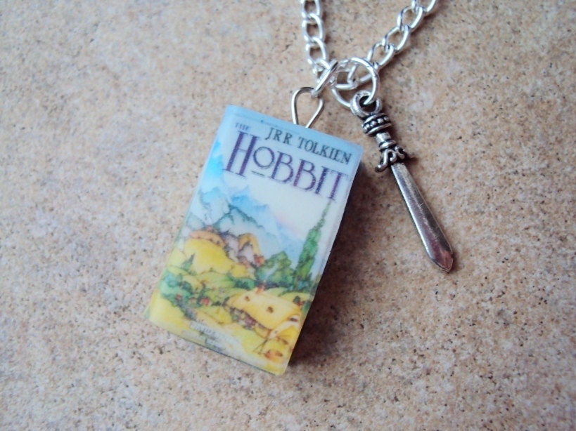 TheHobbit Necklace with Book Charm and Sword Charm