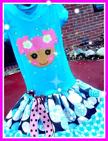 LaLaLoopsy custom boutique appliquéd tee knit twirl party Dress Surprise Pink size  2 3 4 5 6 7 8 10 12