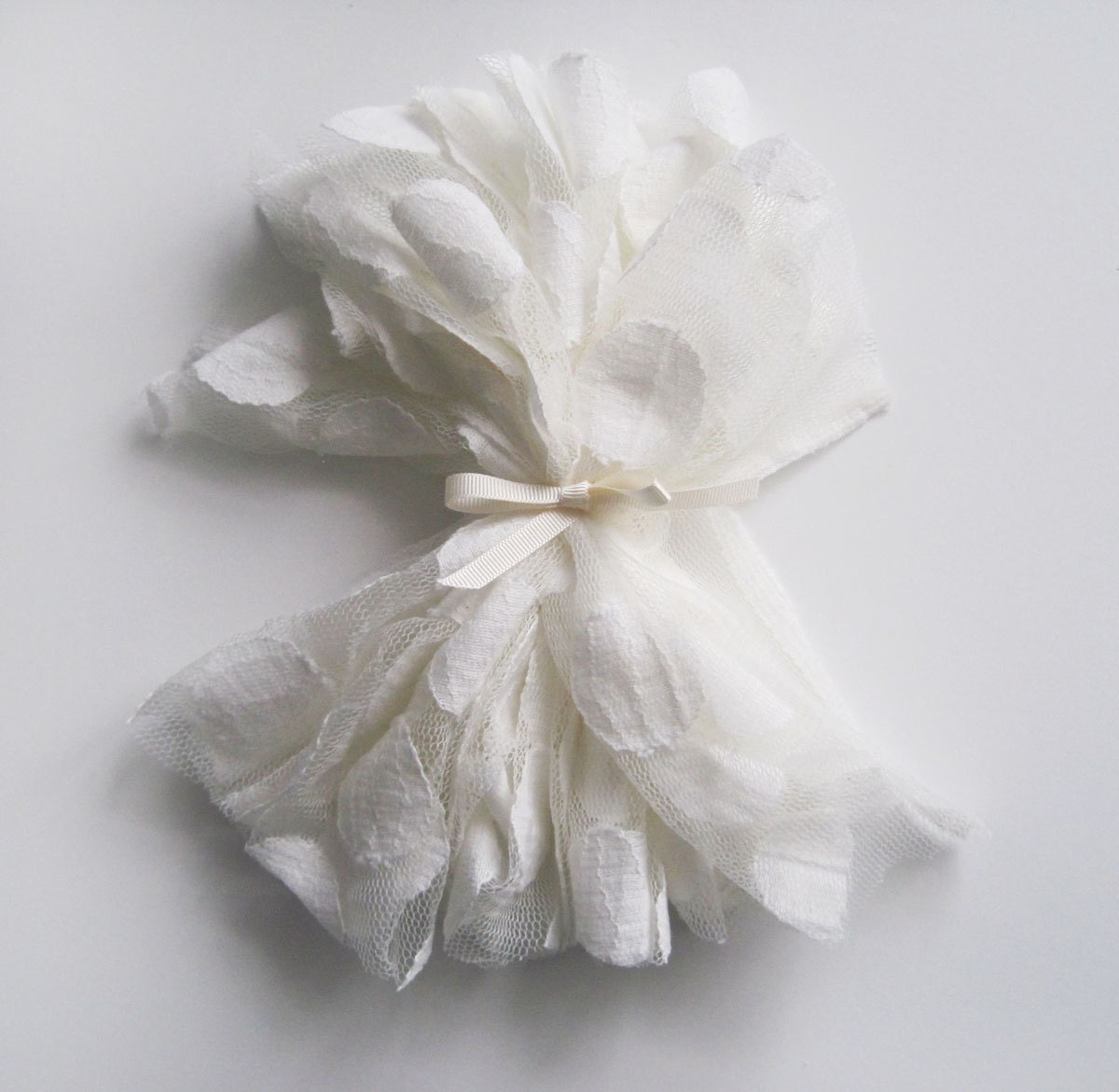 Fabric sample - Ivory large spot tulle fabric