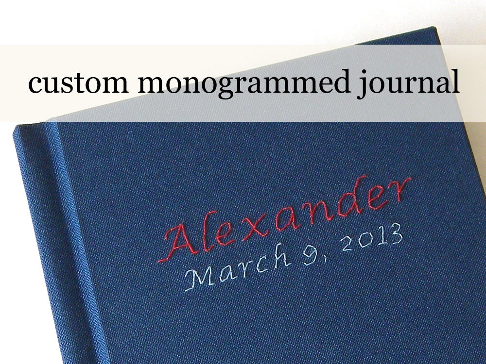 Monogrammed Journal - Handmade - Personalized Journal with Custom Date, Name, Initials - Keepsake Book