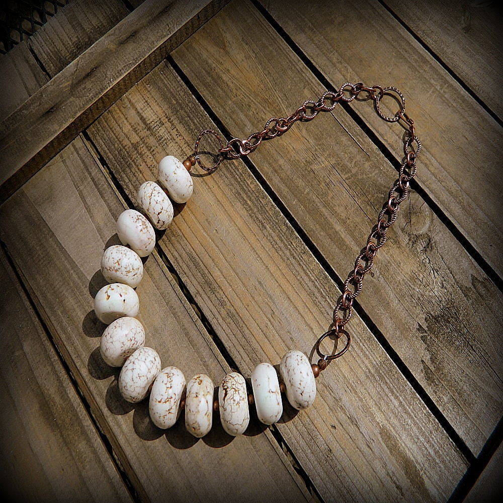 Great White Buffalo, Western Cowgirl Southwestern White Turquoise Stone Necklace