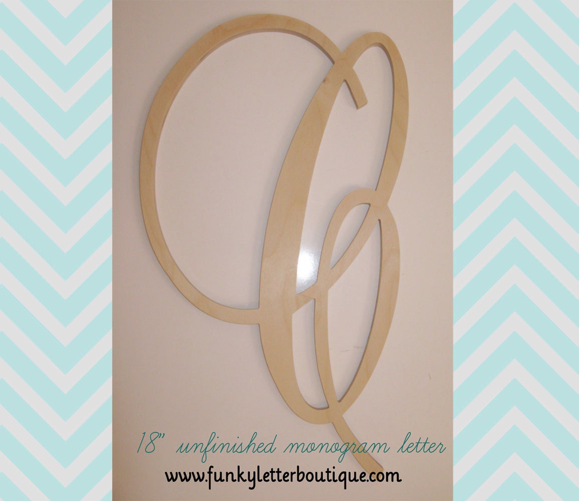 SALE 18"  DIY Unfinished Wood Fancy Monogram Wooden Wall Letter Home Decor Children's Nursery