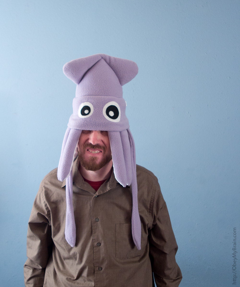 Medium Fleece Squid Hat - Light Purple Lavender