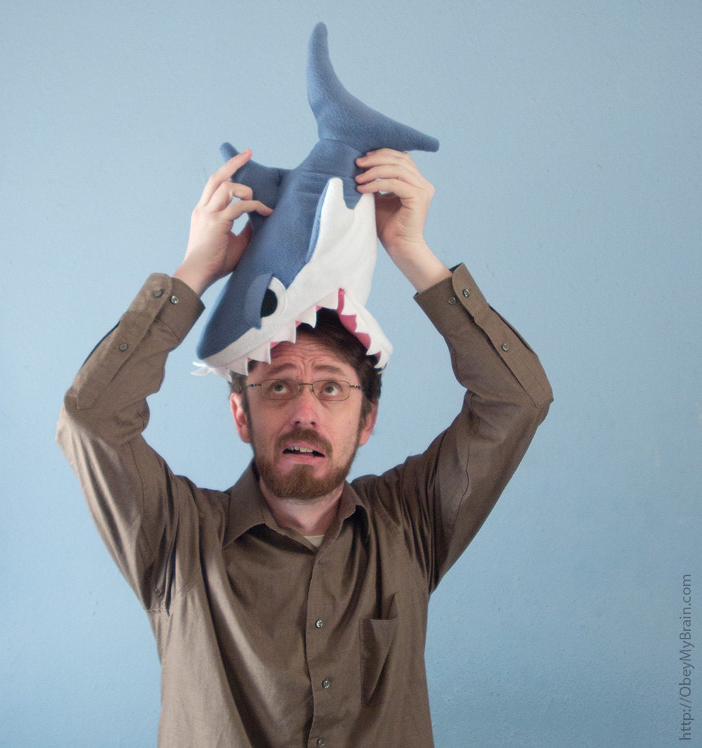 Fleece Shark Hat - Blue-Gray CHOMP CHOMP CHOMP