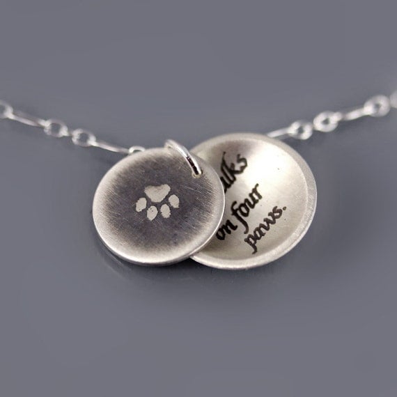 RESERVED for Deb: Paw Print/ Love Walks on Four Paws Necklace