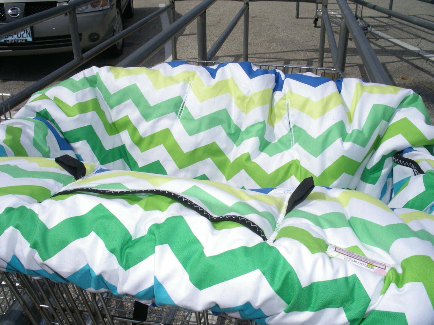 Shopping Cart cover  for boy or girl.....Chic Chevron in Lagoon