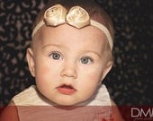 Rosette Headband, Baby Photo Prop,Cream Rosette , Rosette, Flower headband, Hippie Headband, Surfer girl, READY TO SHIP
