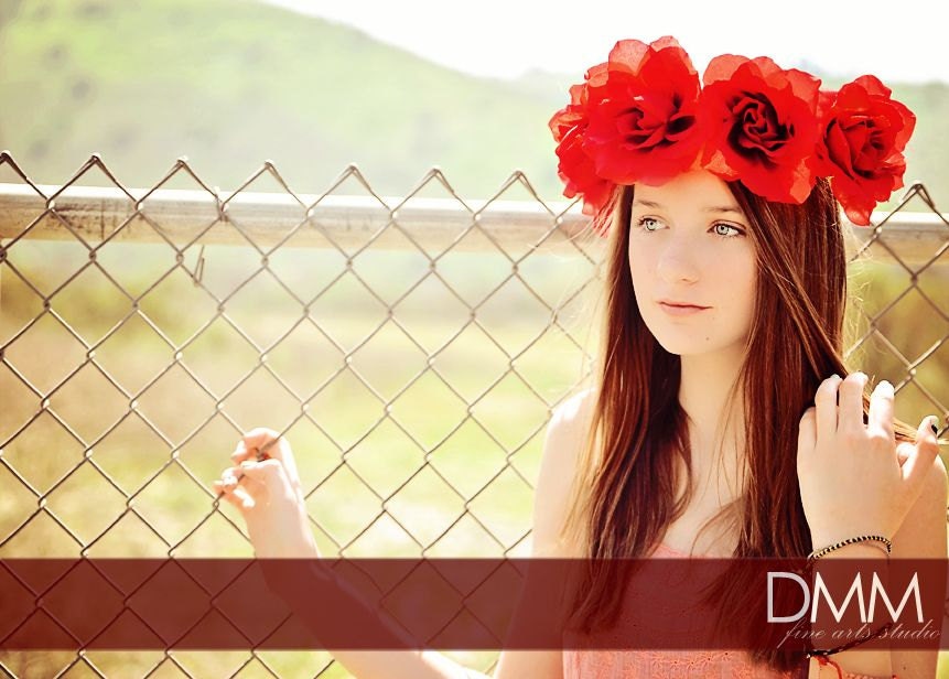 Rose Crown, Floral crown, Wedding, Wedding Crown, Rose, Floral headband, Boho, Red flower crown, tiara, Bridal Crown,Ready to ship