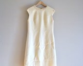 60s shift dress // cream wool and sequins // vintage 1960s wool shift dress