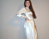 30s wedding dress // off white liquid satin // vintage 1930s wedding gown