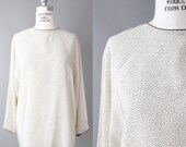 Vintage Ellen Tracy Dotted Silk Draped Blouse / M