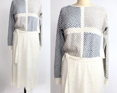 Vintage Striped Knit Belted Dress / new with tags / large