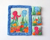 KIT - Dollhouse Crib Comforter, Under the Sea, 1/24th Scale with Matching Pillows Kit
