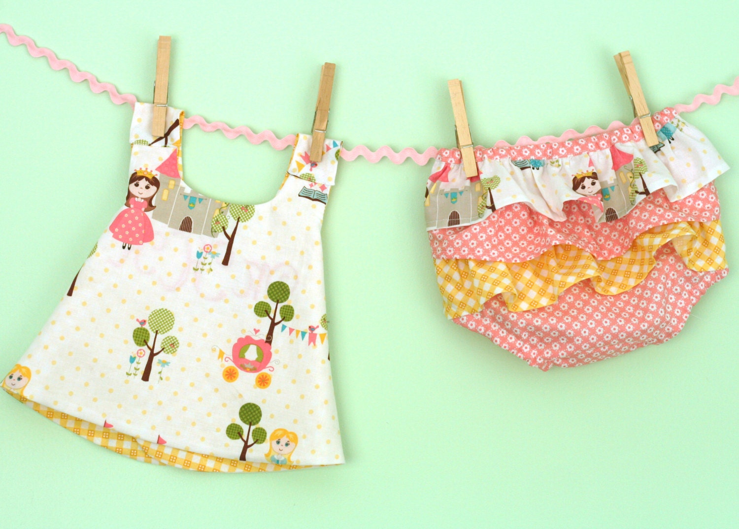 Reversible Pinafore and Ruffle Bloomer Set, Monogrammed Dress