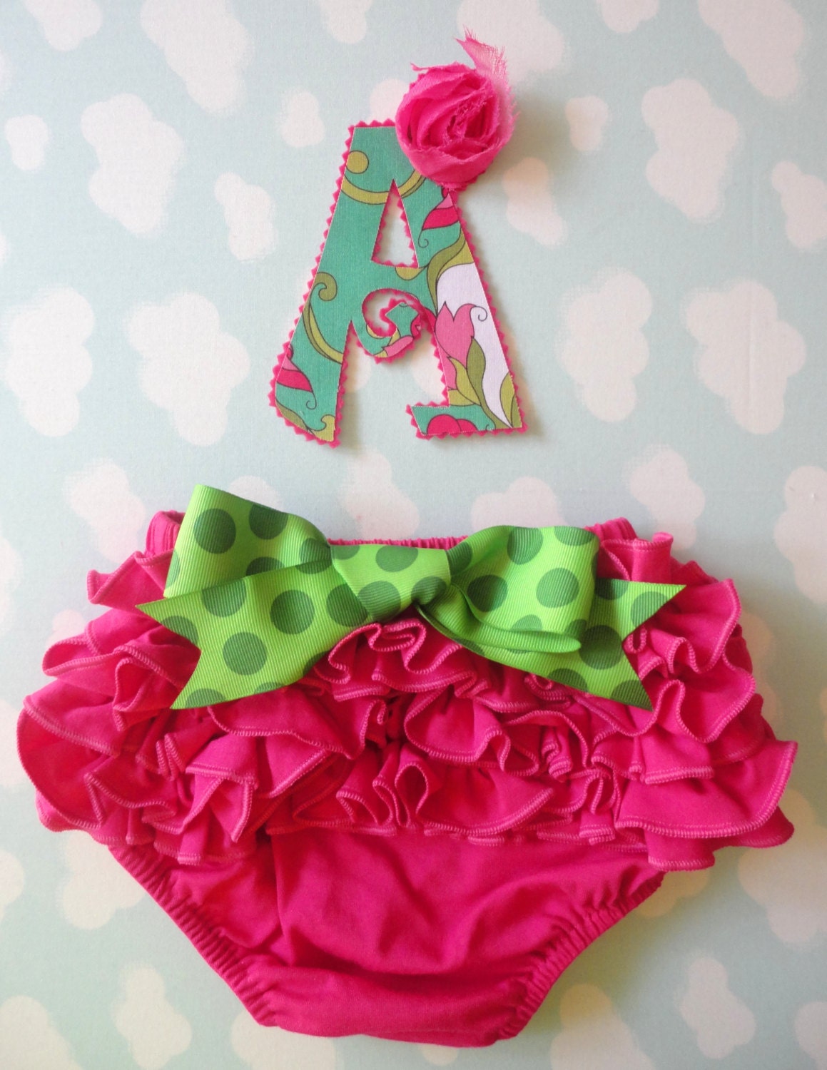 Rose Letter Iron On and Bloomer SET
