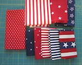 Patriotic Fabric  Bundle - Red White Blue - America Stars & Stripes