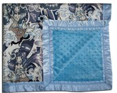 Rockin Atlantis minky dot baby blanket by MamaSan and Miso Punk- shower gift