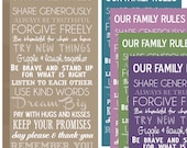 Stock art Family Rules on Canvas, Inspire Others, Dream Big, Love Eachother , Have Faith 10x20 inch , choose from 5 color styles