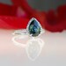 2.1ct pear Peacock green blue color change sapphire diamond ring Platinum 900 engagement ring