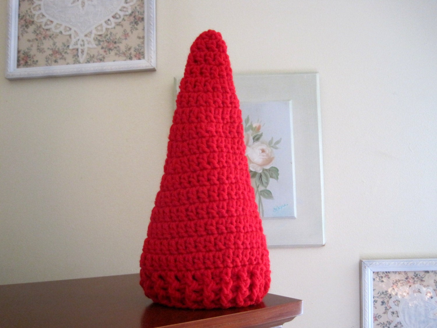 Crochet Baby Hat, Baby Gnome Hat, Newborn Gnome Hat, Baby Elf Hat, Infant Stocking Hat, Crochet Gnome Hat, Photo Prop, Red