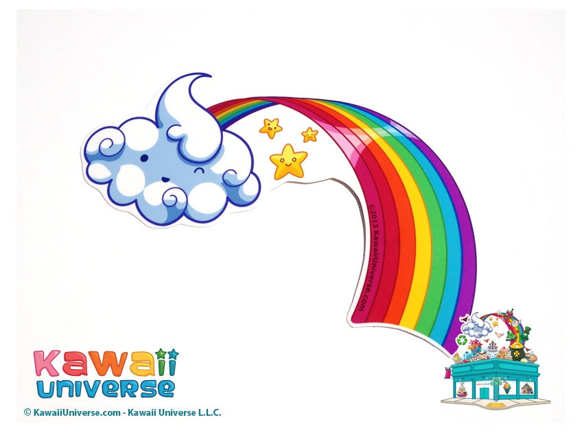 Kawaii Rainbow - XL Large Vinyl Sticker