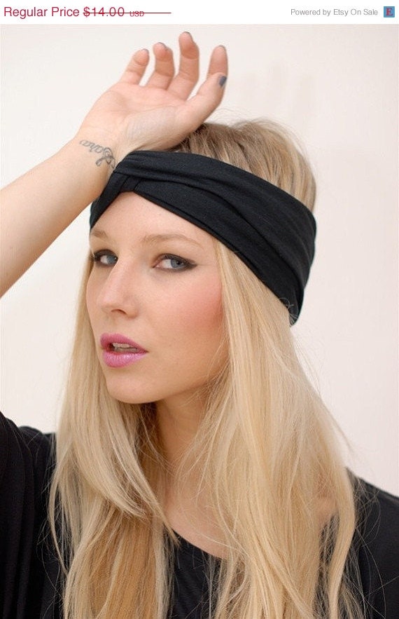 25 OFF SALE Babooshka Plain Black Jersey Turban