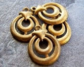 Sale-See Store Announcement-Vintage Unique Brass Multi Circle Charms-4