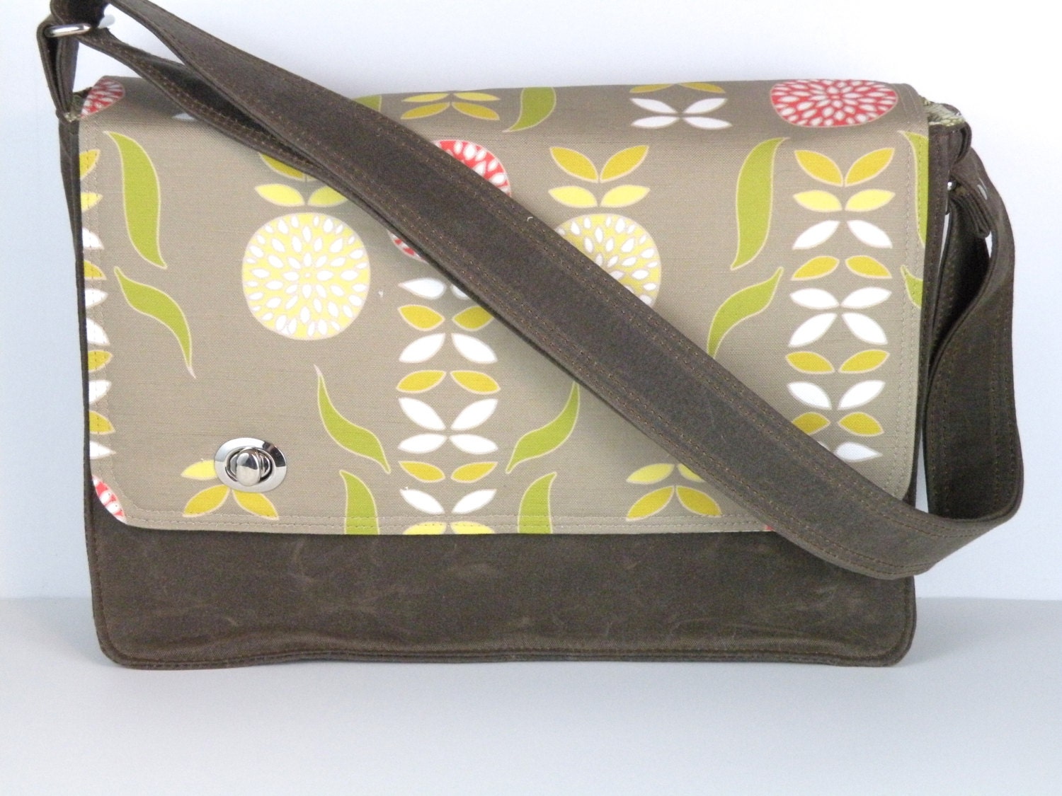 Chocolate Brown Waxed Canvas laptop Messenger Bag