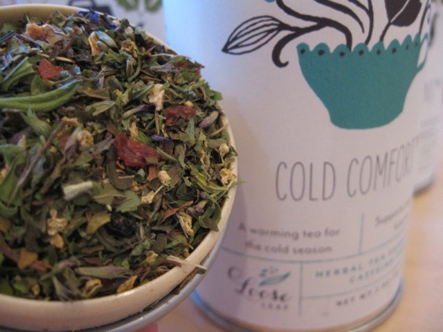 cold comfort tea, handmixed with 100% organic herbs