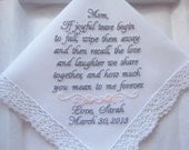 Custom Embroidered Mother of the Bride Personalized Wedding Handkerchief