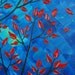 72" Contemporary Landscape Painting Heavy Texture Painting Impasto Gallery Wrap canvas Palette Knife Tree Decor Birds "Over the Rainbow"